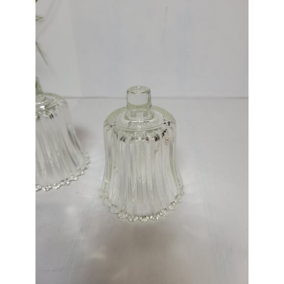2 Vintage Clear Votive Cups Pegged, Ribbed Pair Candle Sconce Holders - Picture 2 of 4